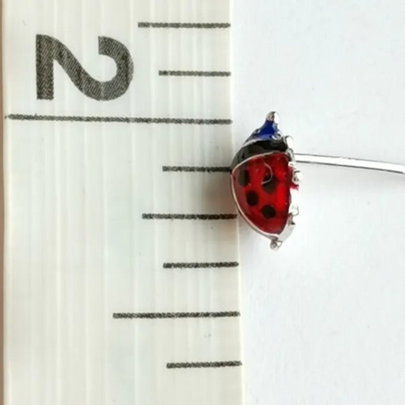 Sterling silver enamel ladybug stud earrings - Picture 5 of 5